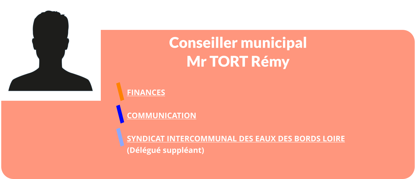 Conseiller municipal Mr TORT Rémy  FINANCES  COMMUNICATION  Syndicat Intercommunal Des Eaux des Bords Loire  (Délégué suppléant)